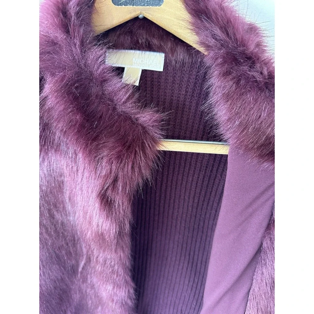 Michael Kors Faux Fur Vest Purple Classy Warm Women's L